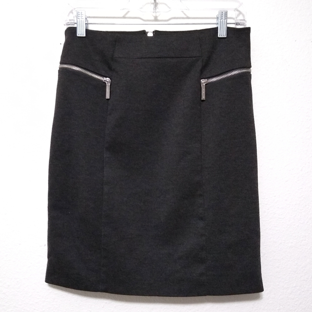 Michael Kors Grey Zipper Ponte Pencil Skirt